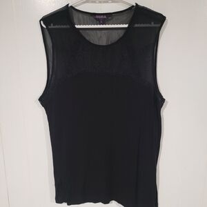 Long Tall Sally Black Lace Detail Tank Top. Lace Top, Jersy Bottom.